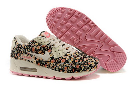Nike Air Max 90 Womenss Running Shoes Flower Baby Pink White Discount